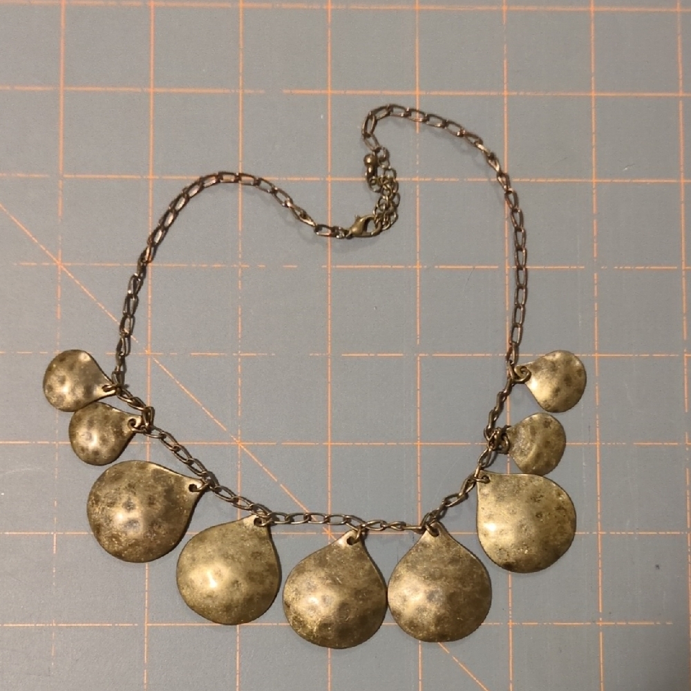 Hammered Brass Statement Necklace